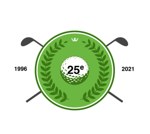 golf ball and clubs logo